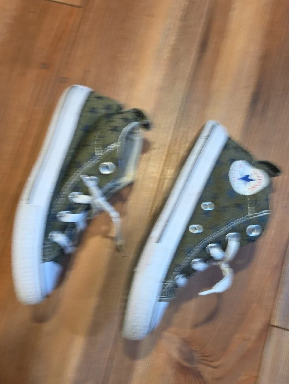 Converse Kids Olive Green Star-Print Low Top Sneakers